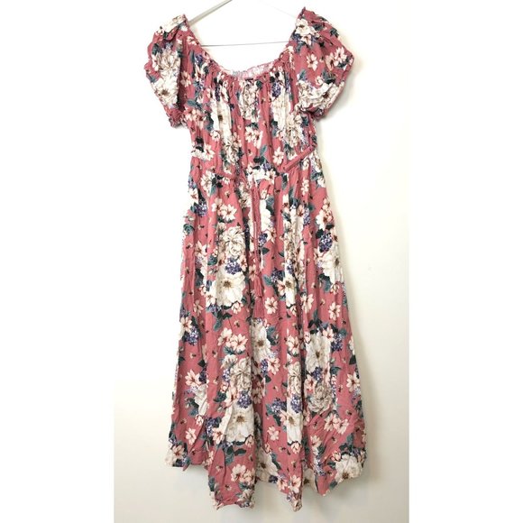 torrid Dresses & Skirts - Torrid Off Shoulder Challis Floral Midi Dress Pink